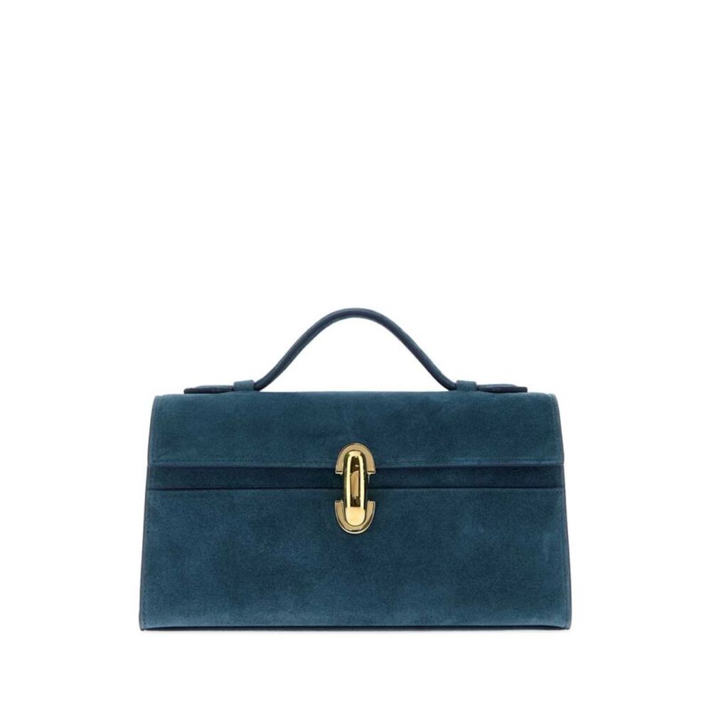 Savette Women Cerulean Blue Suede Symmetry Handbag